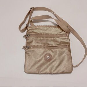 Kipling Keiko metallic pale pink rose gold crossbody bag